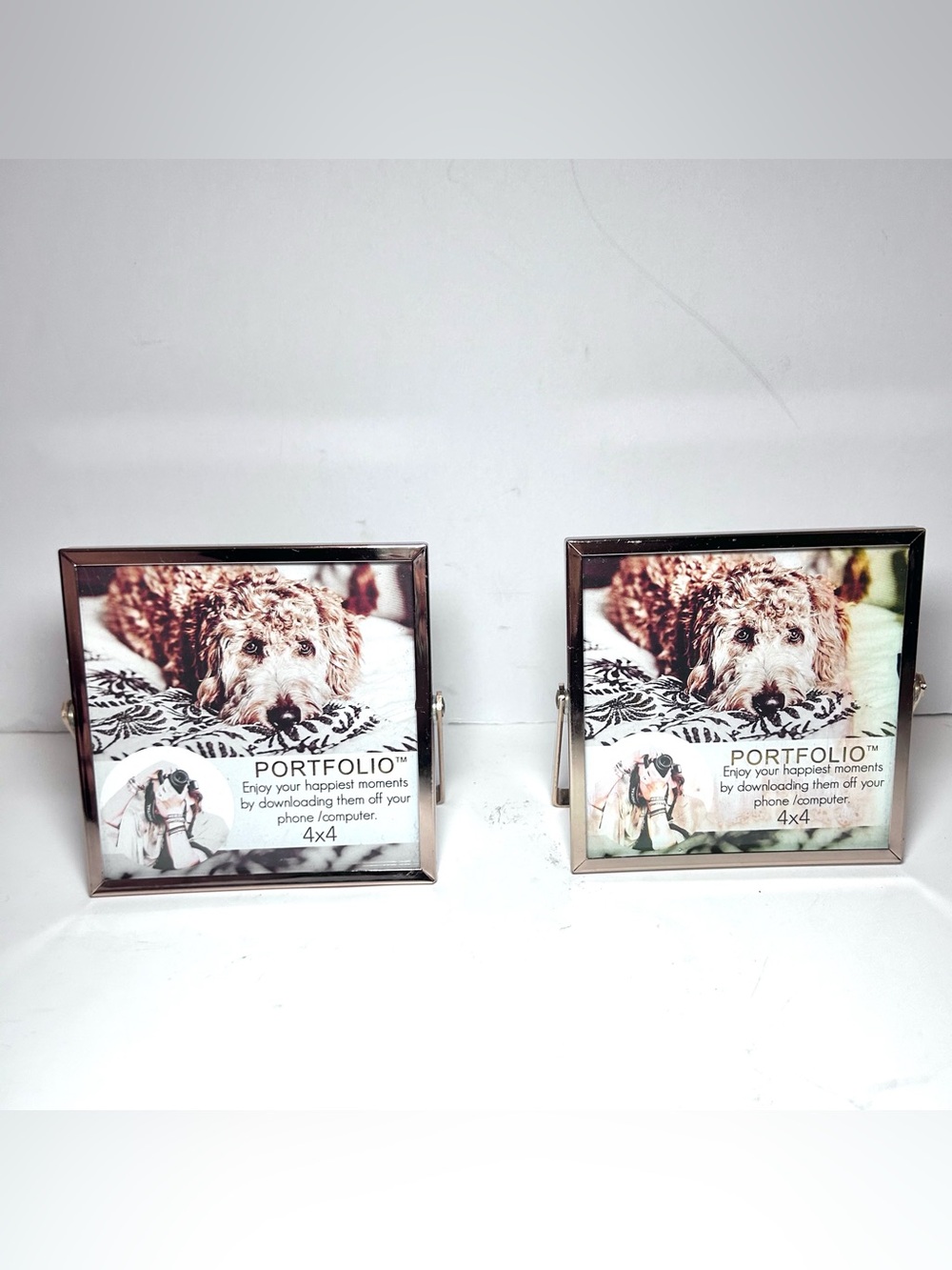 2 Portfolio 4”X4” Gold Free Standing Table Top Frames